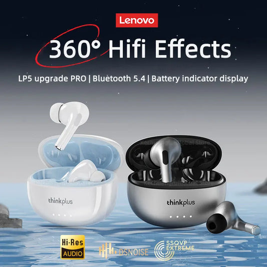 Lenovo LP5 PRO Kabellose Bluetooth 5.4 Kopfhörer TWS HiFi Sound Gaming Earbuds LP5Pro Sport Headset Lange Standby-Zeit mit Mikrofon 2025