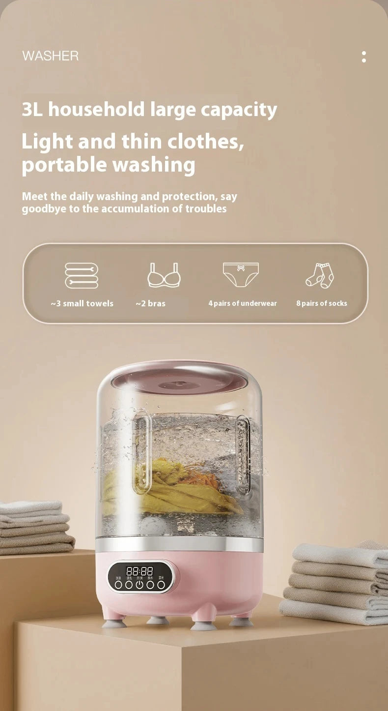 Mini turbo washing machine fully automatic small USB charging portable sock and underwear specific washing dehydrate machine