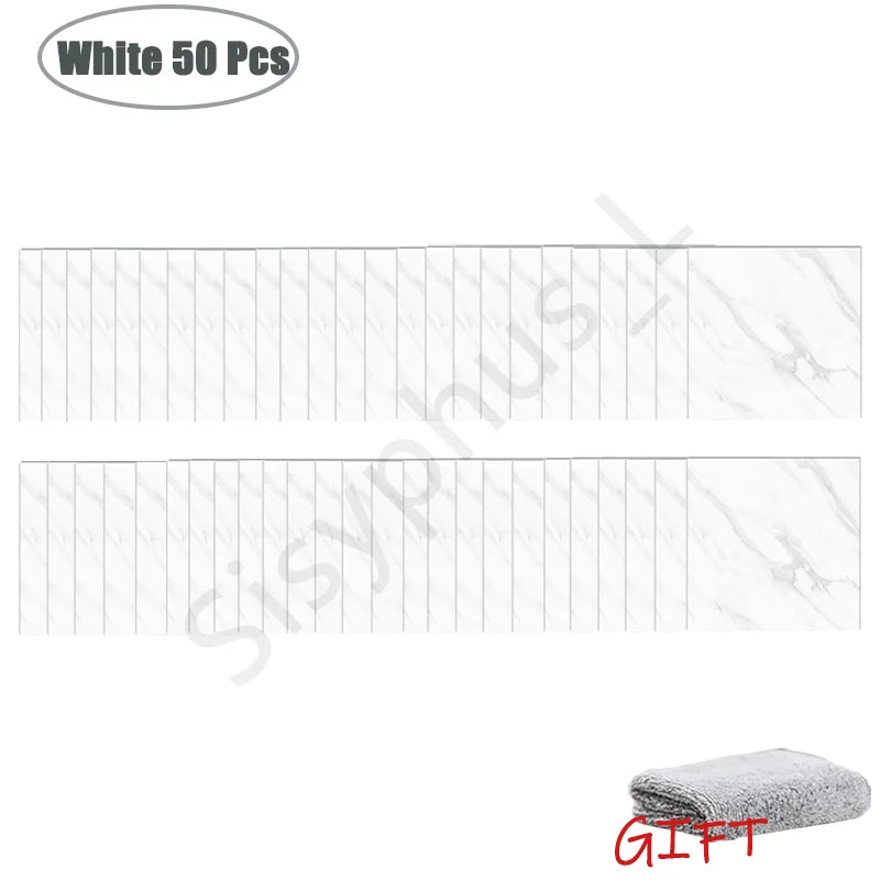 Simulated Thick Marble Tile Wall Sticker PVC Waterproof Self-adhesive Living Room Toilet Kitchen Home Floor Sticker