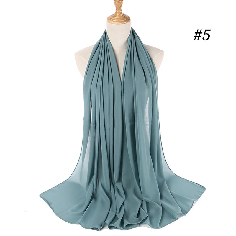 Hijab musulman en mousseline pour femmes, écharpe en mousseline bulle, voile pour femmes, musulmanes, islamiques, de couleur unie, malaisiennes, écharpes foulard musulman