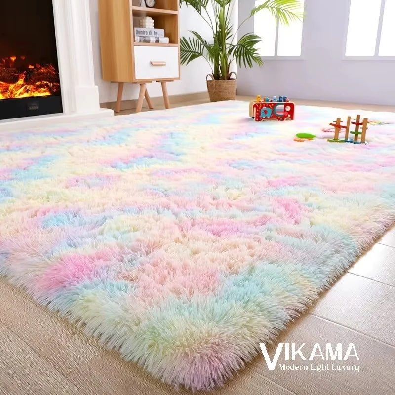 VIKAMA Plüsch Weich Flauschig Luxus Teppich Wohnzimmer Mädchen Schlafzimmer Nachttisch Kinder Dekoration Pflegeleicht Große Fläche Fußmatte