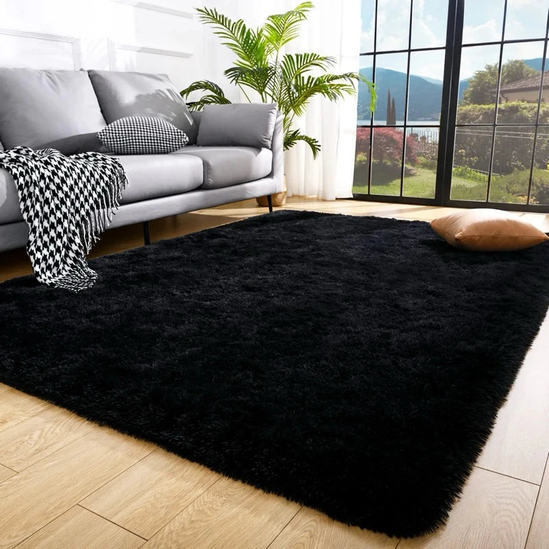 VIKAMA Luxus-Langflor-Teppich aus Samt, weich, rutschfest, Plüsch-Fußmatte für Schlafzimmer, Wohnzimmer, warme Heimdekoration, Teppich
