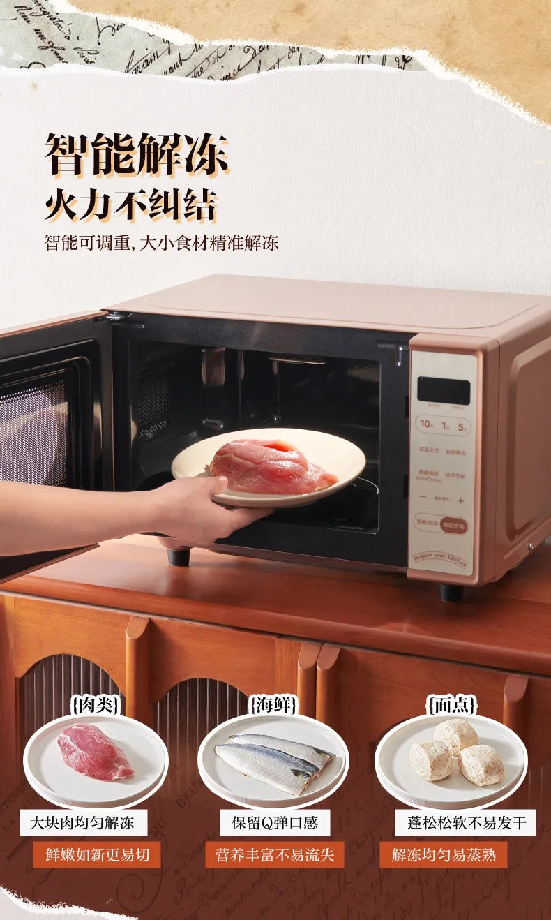Petit Four à Micro-ondes Rétro Inverter, Appareil Multifonction 3-en-1 Cuisson Vapeur pour Cuisine Domestique