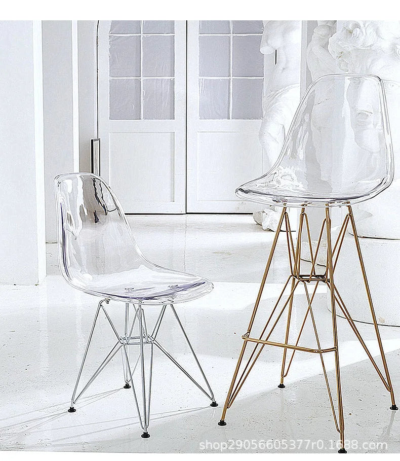 Nordic Transparent Eames Plastic Dining Bar Chair for Cafe Negotiation Simple Wholesale Seating