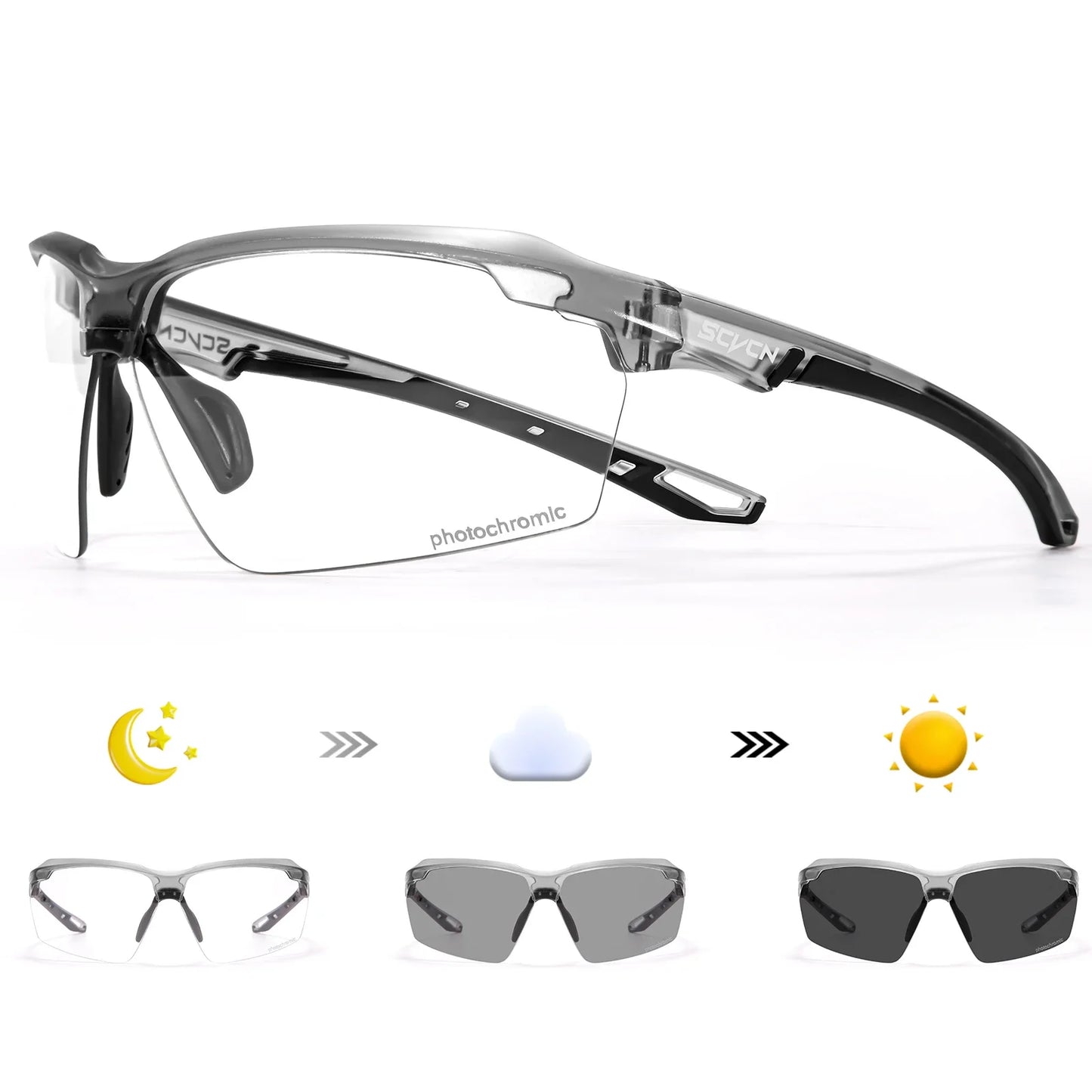 SCVCN Lunettes de soleil photochromiques Cyclisme Vélo VTT Randonnée Golf UV400 Lunettes de sport pour hommes femmes Baseball