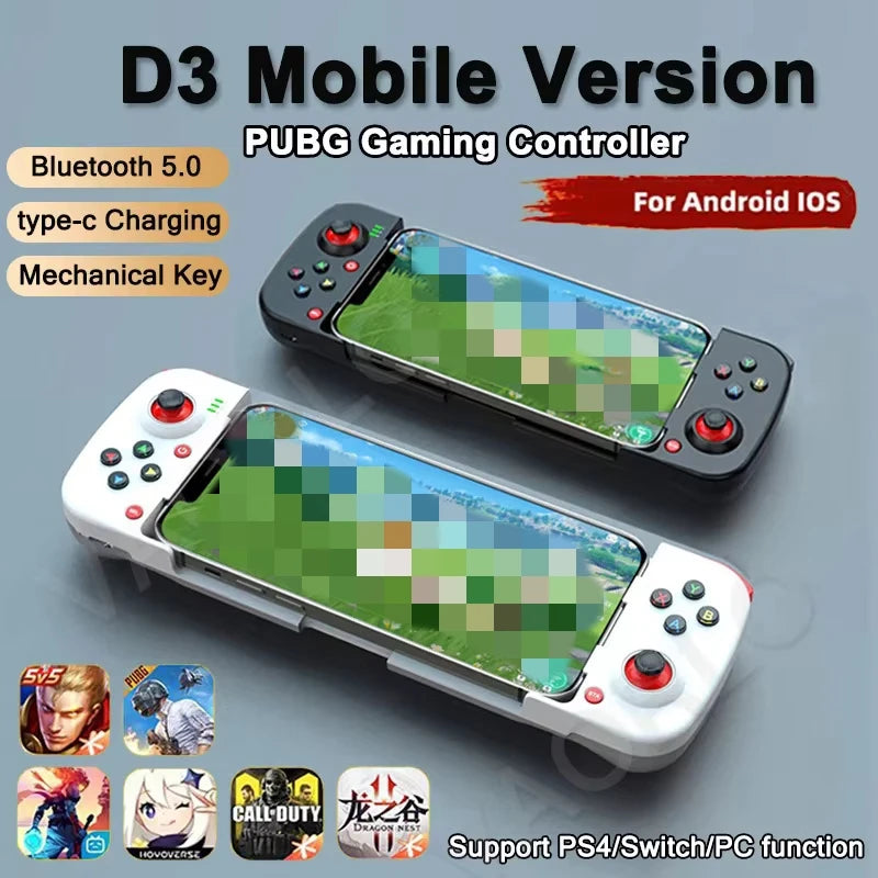 Kabelloser BT 5.0 ausziehbarer Gamecontroller für Mobiltelefon Android IOS Gamepad Joystick Eat Chicken Gamepad für PS4 Switch PC