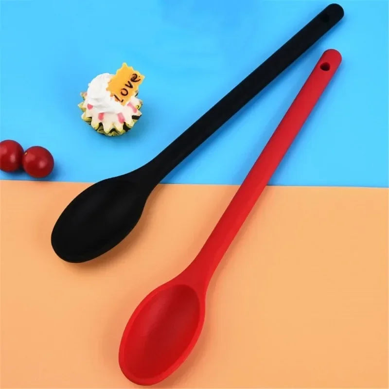 Salad Mixing Spoon Nonstick Silicone Cooking Spoon Long Handle Spoon Baking Spoons Salad Stirring Mixing Serving Scoop Cuchara