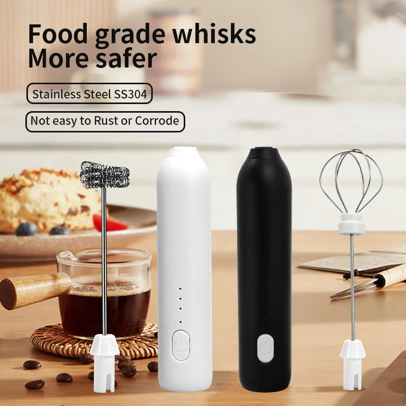 CHAUD Mousseur à lait électrique + Fouet à œufs Recharge sans fil Type-C 3 vitesses Mini batteur à main Mousseur à café Outils de cuisine