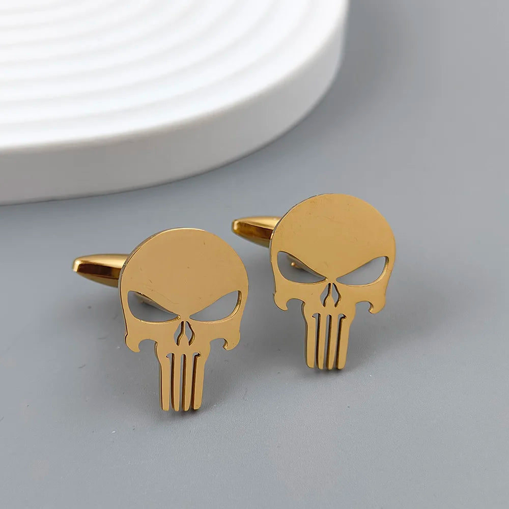 Trendy skull metal suit cufflinks, men's personalized stainless steel badge, jacket/backpack decorations.