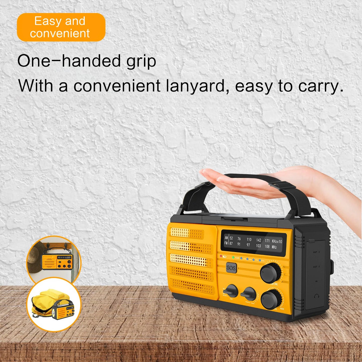 Wetterradio Notfall Multifunktionales Radio FM AM WB Handkurbel Solar USB-Ladefunktion 2000mAh Powerbank LED Taschenlampe