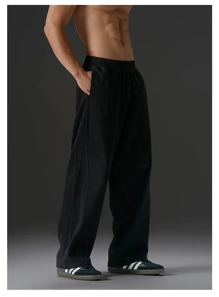 Herren Amerikanische Freizeit-Hose, gerade geschnitten, locker, Oversized, mit elastischem Bund, modische Sporthose, Laufhose