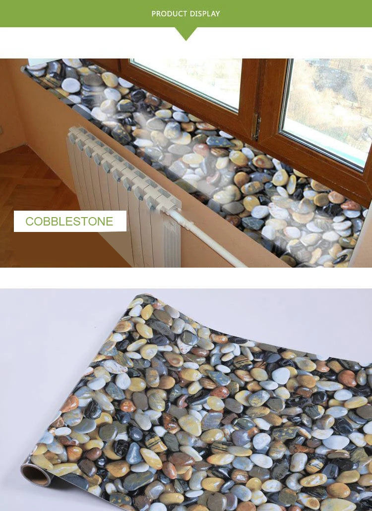 PVC Pebble Marble Wallpaper Bathroom Waterproof Tile Stickers Kitchen Countertop Windowsill Desktop Self-Adhesive Household Film