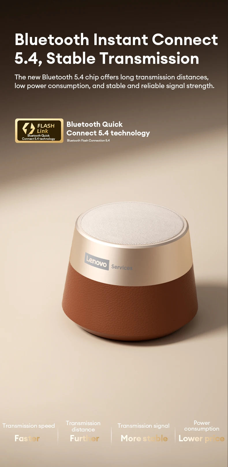 Lenovo HD103 Bluetooth 5.4 Lautsprecher Tragbarer Mini-Wireless-Lautsprecher Hochwertiger Stereo-Sound TWS Outdoor-Bass-Audio für Telefon-PC