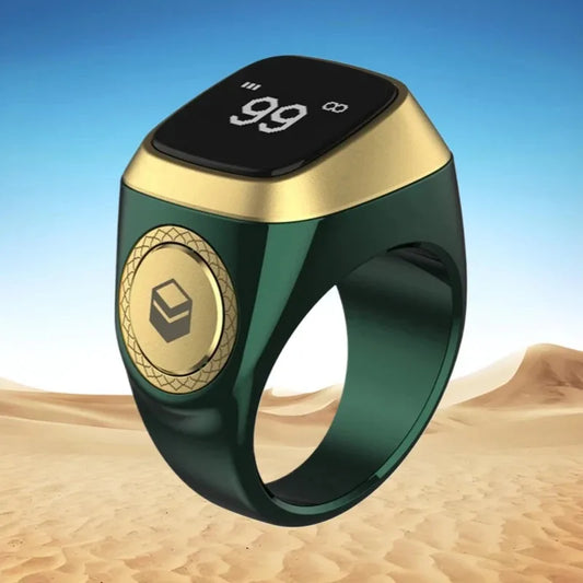 2025 IQibla Smart Zikr Ring Praise Tasbih Tally Electronic Digital Counter for Muslims Prayer Time Vibration Reminder Waterproof