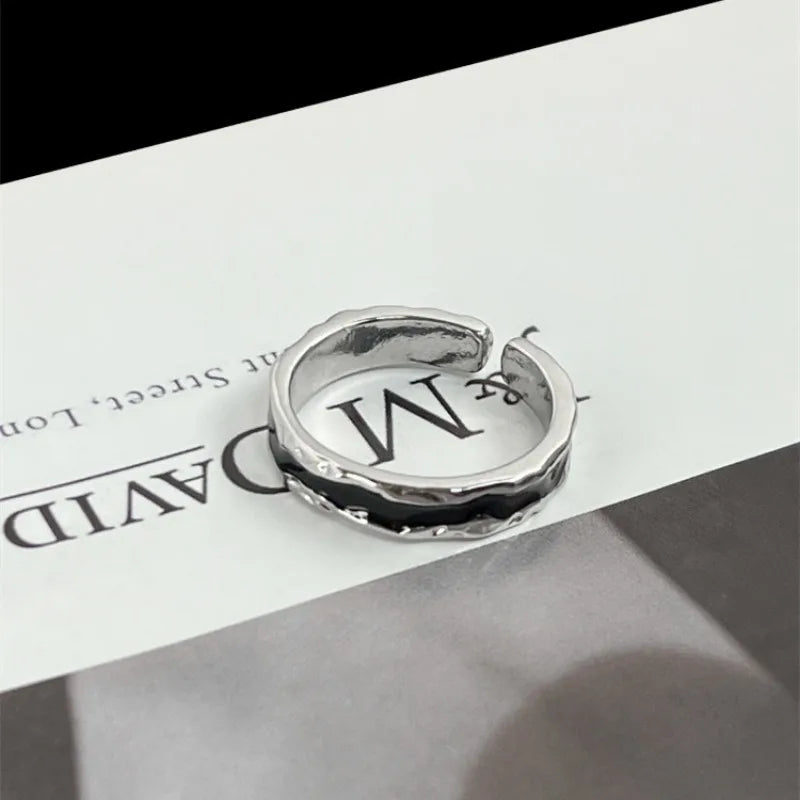 Bague ouverte Goth Punk Fashion Oil Drip pour femmes et hommes, anneau de doigt réglable irrégulier, bijoux de mariage tendance