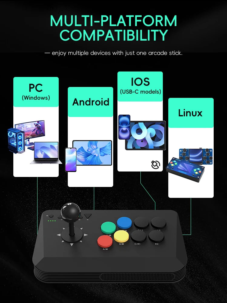 Data Frog Arcade Fighter Stick für Windows, iOS, Android TV Box, Street Fighter Arcade Joystick Unterstützung M8 Retro Game Stick