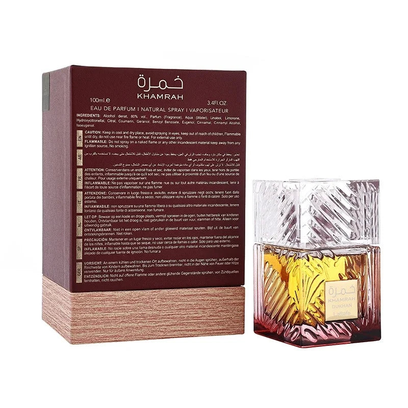 Parfums Arabes Originaux 100ml Khamrah Longue Tenue Parfum Santal et Pin Cologne Parfum de Luxe pour Homme Cadeau