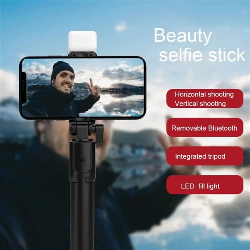 Trépied perche à selfie pour téléphone portable avec télécommande Bluetooth et anneau lumineux pour téléphone