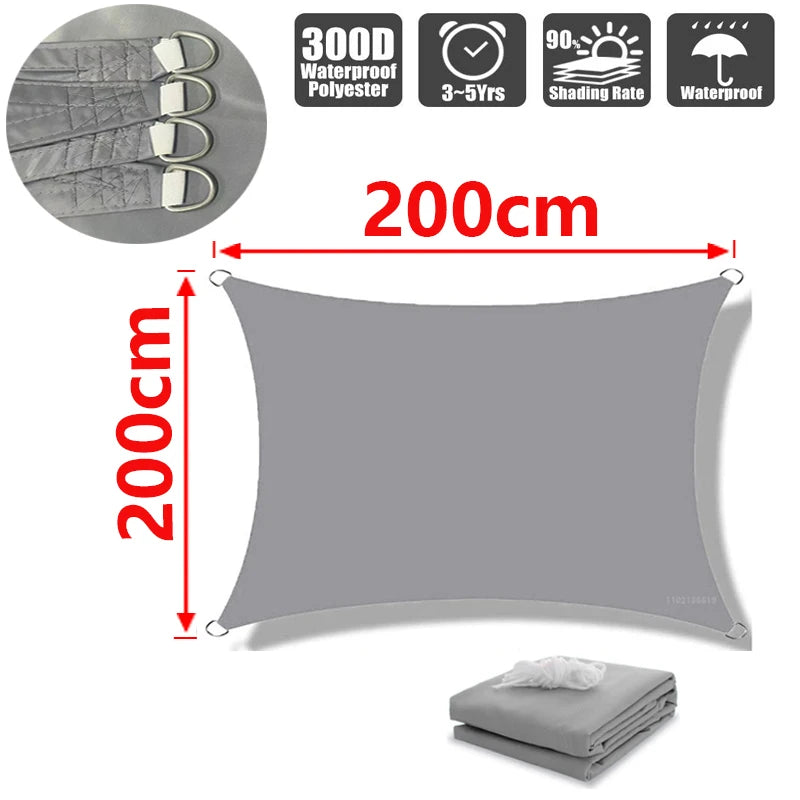 Sonnensegel für den Außenbereich, 300D Polyester, wasserdicht, UV-beständig, für Terrasse, Carport, Garten usw.