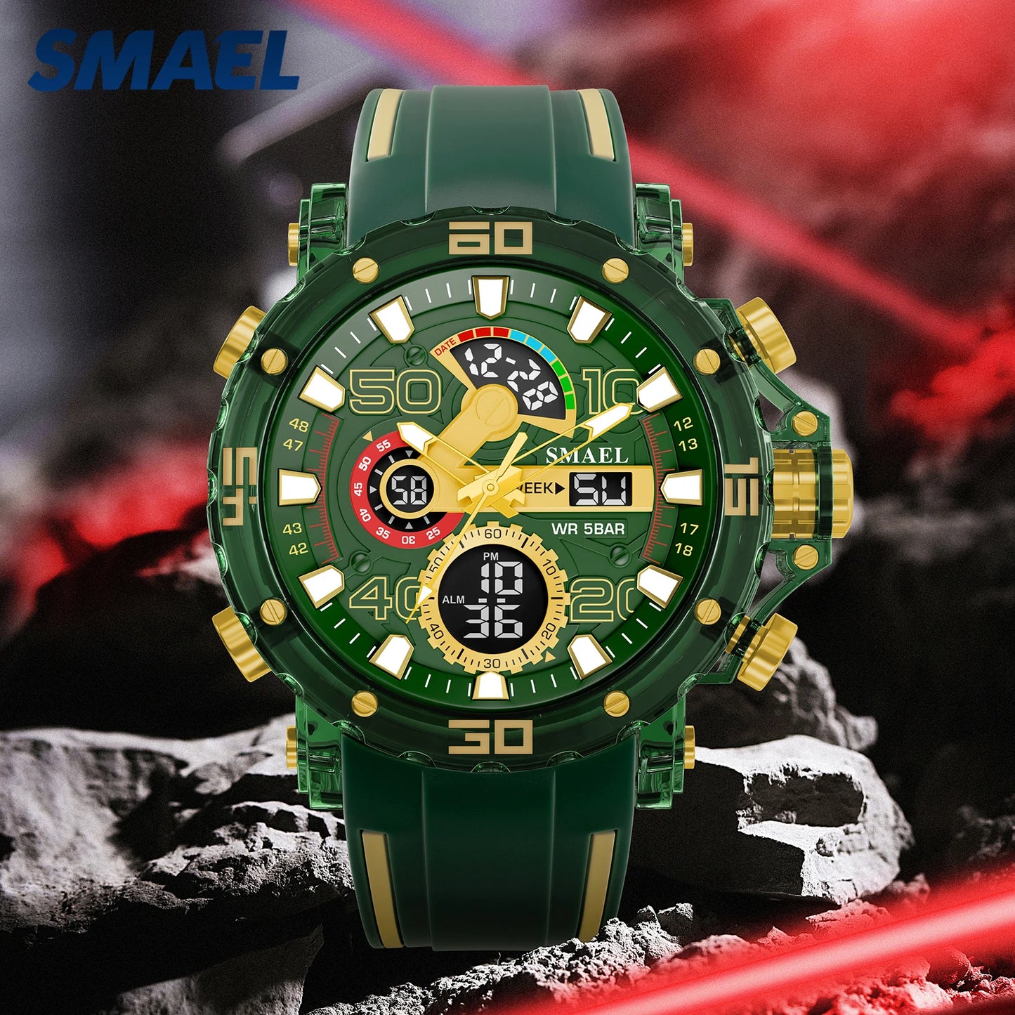 Montres Militaires Hommes Montre 2025 Nouvelle 50M Étanche Chronomètre Alarme Lumière LED Montres Digitales 8136 Montre Sport Homme