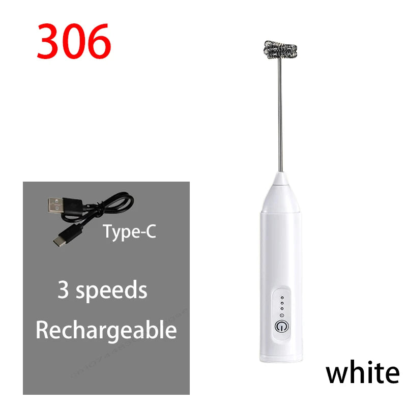 CHAUD Mousseur à lait électrique + Fouet à œufs Recharge sans fil Type-C 3 vitesses Mini batteur à main Mousseur à café Outils de cuisine