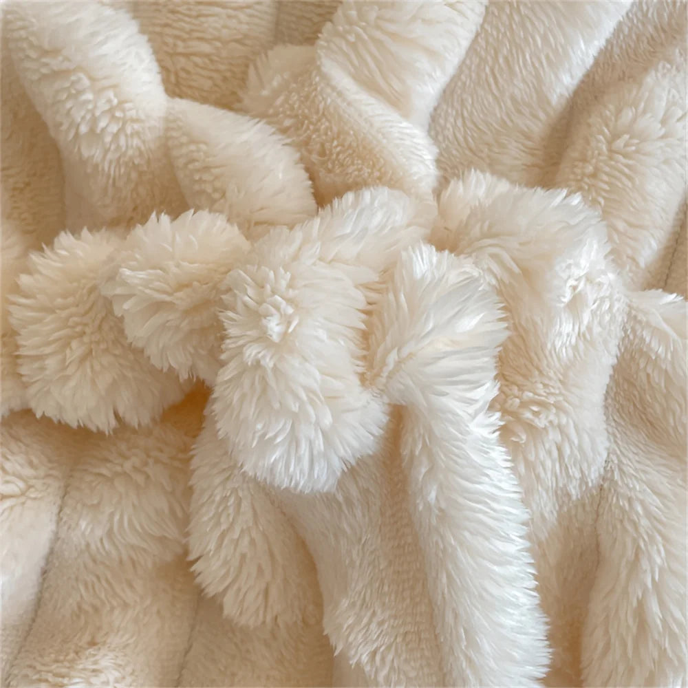 Couverture Polaire Épaisse à Larges Rayures Multifonctionnelle Douce Agréable à la Peau Imperméable Couvre-lit Canapé Jeté de Canapé pour
