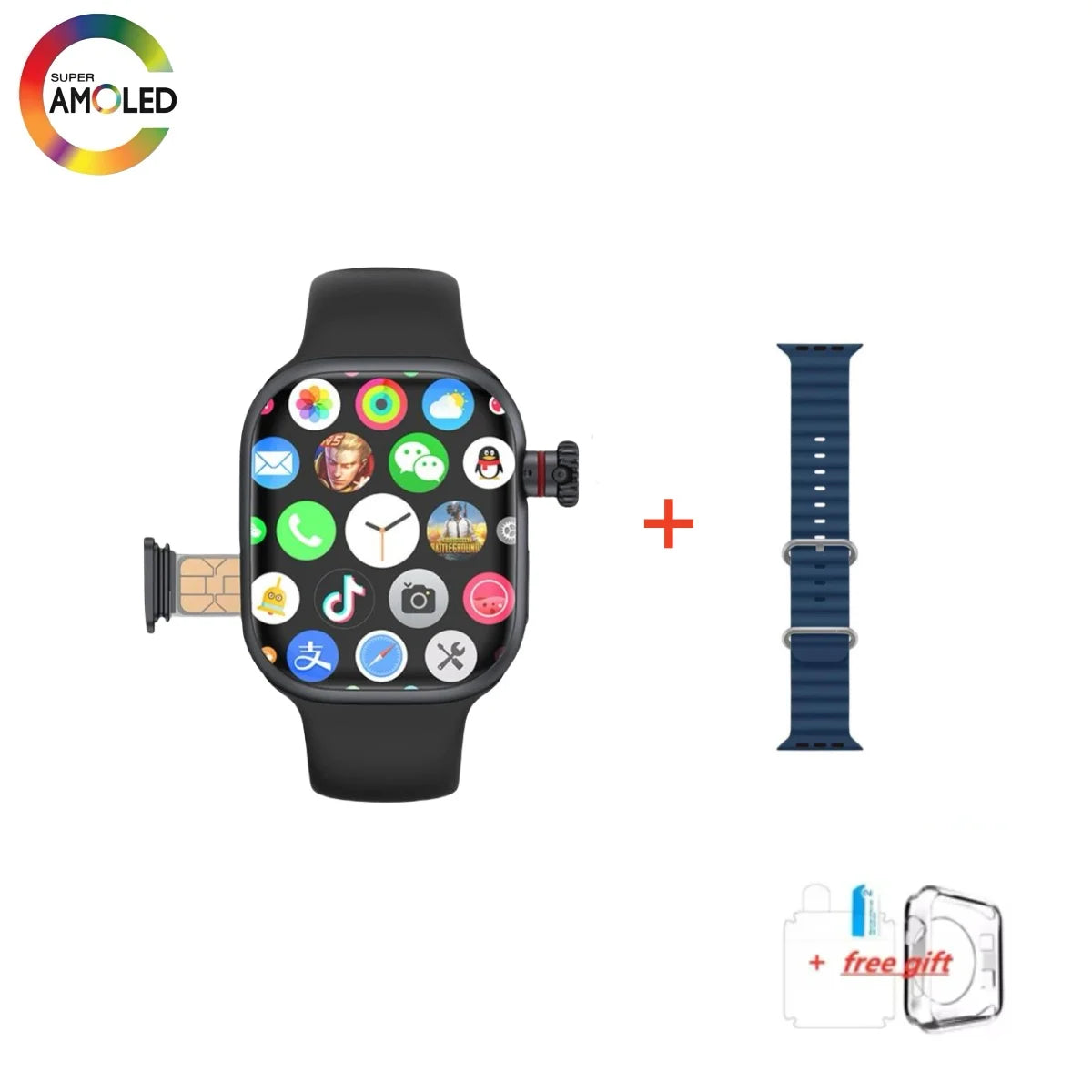 CD99 Uhr X 5G Smartwatch 2,29 Zoll AMOLED 5G LTE Smartwatch mit 180° drehbarer Kamera GPS WiFi SIM-Kartensteckplatz Gesundheitsüberwachung