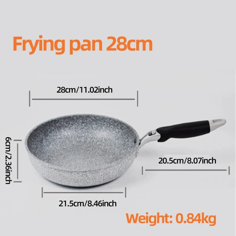 Langlebige Steinpfanne28/26/24/20cm Wok Antihaftpfanne Bratpfanne Kessel Induktionskochfeld Pfannen Pfannkuchen Eier Gasherd Zuhause