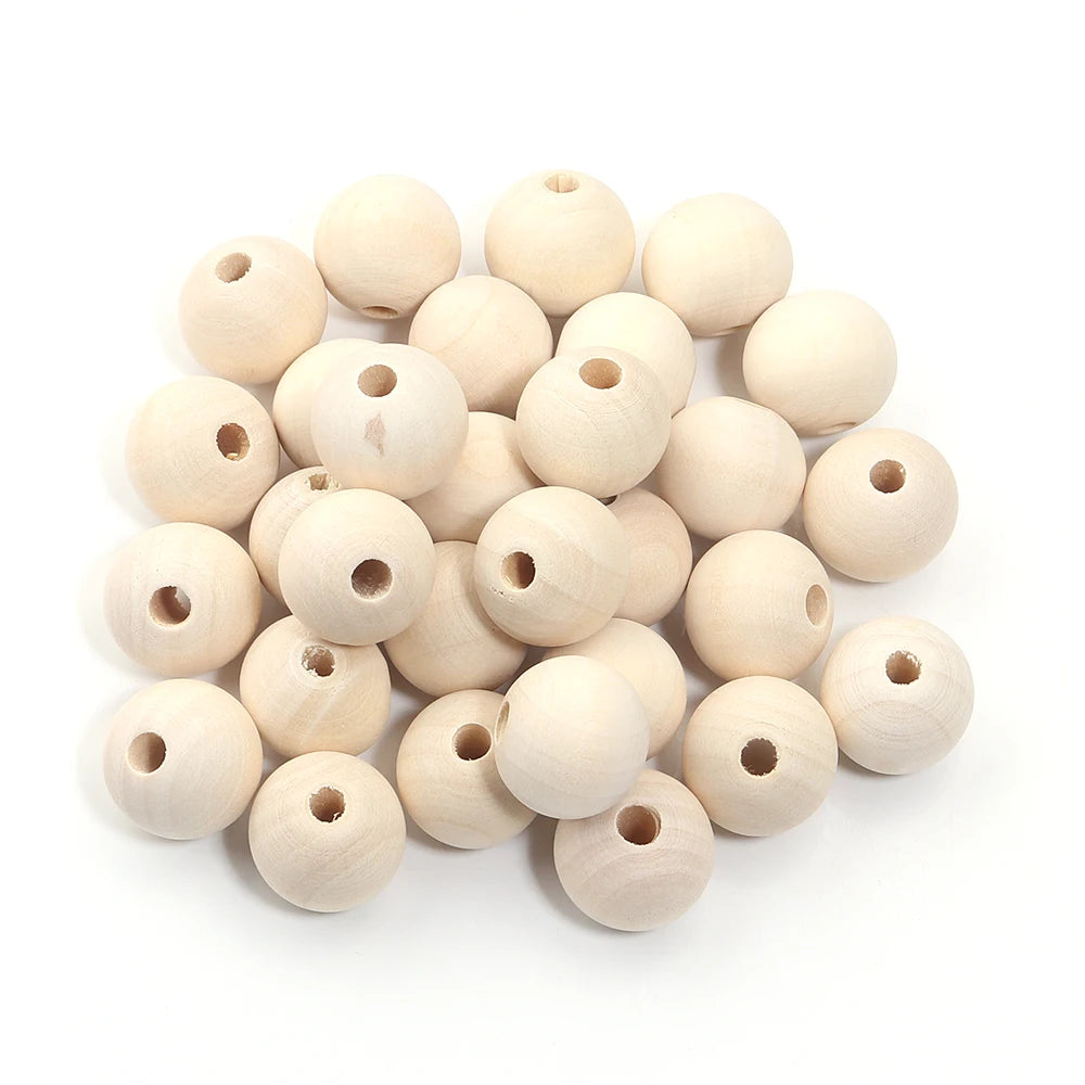 30-100 pièces/lot Perles rondes en bois couleur bûche 6/8/10/12/14/16/18/20/25/30mm Perles entretoises lâches pour accessoires de fabrication de bijoux DIY