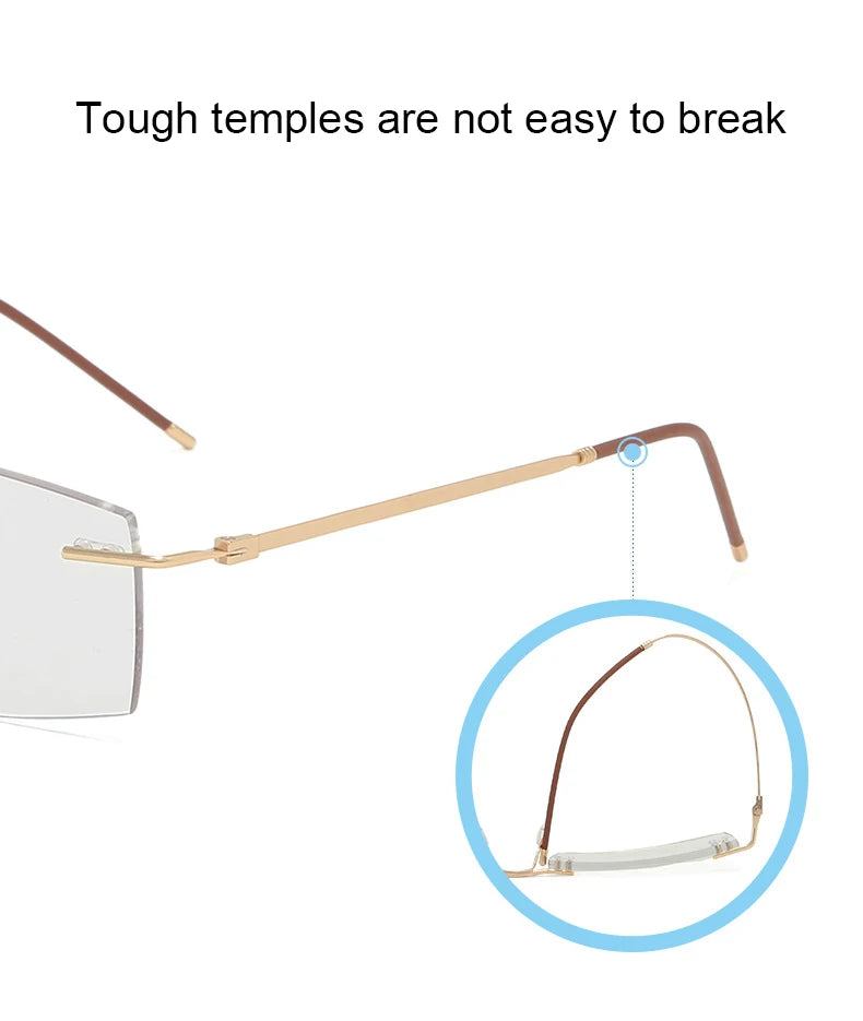 Lunettes de lecture anti-lumière bleue pour femmes, monture sans bords à découpe diamantée, pour hommes, anti-fatigue, hypermétropie, presbytie +1,5
