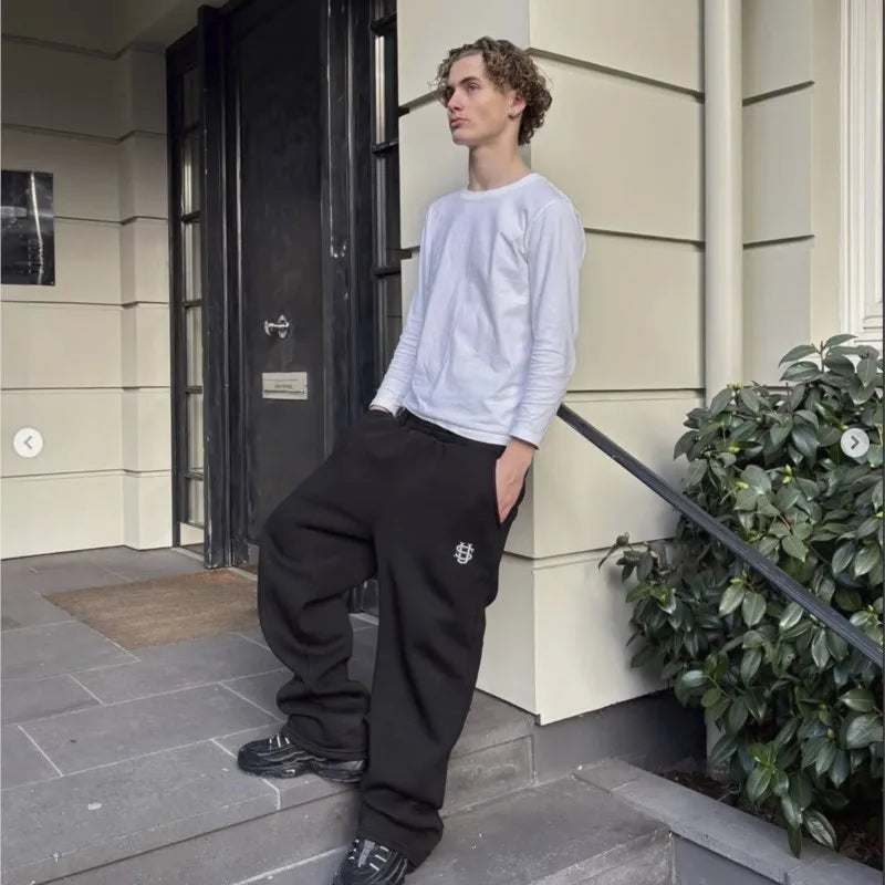 Embroidery Men Pants 2025 Autumn Winter hip-hop Casual Climbing Joggers Sweatpants New Fashion Hombre wide-leg Trousers Unisex