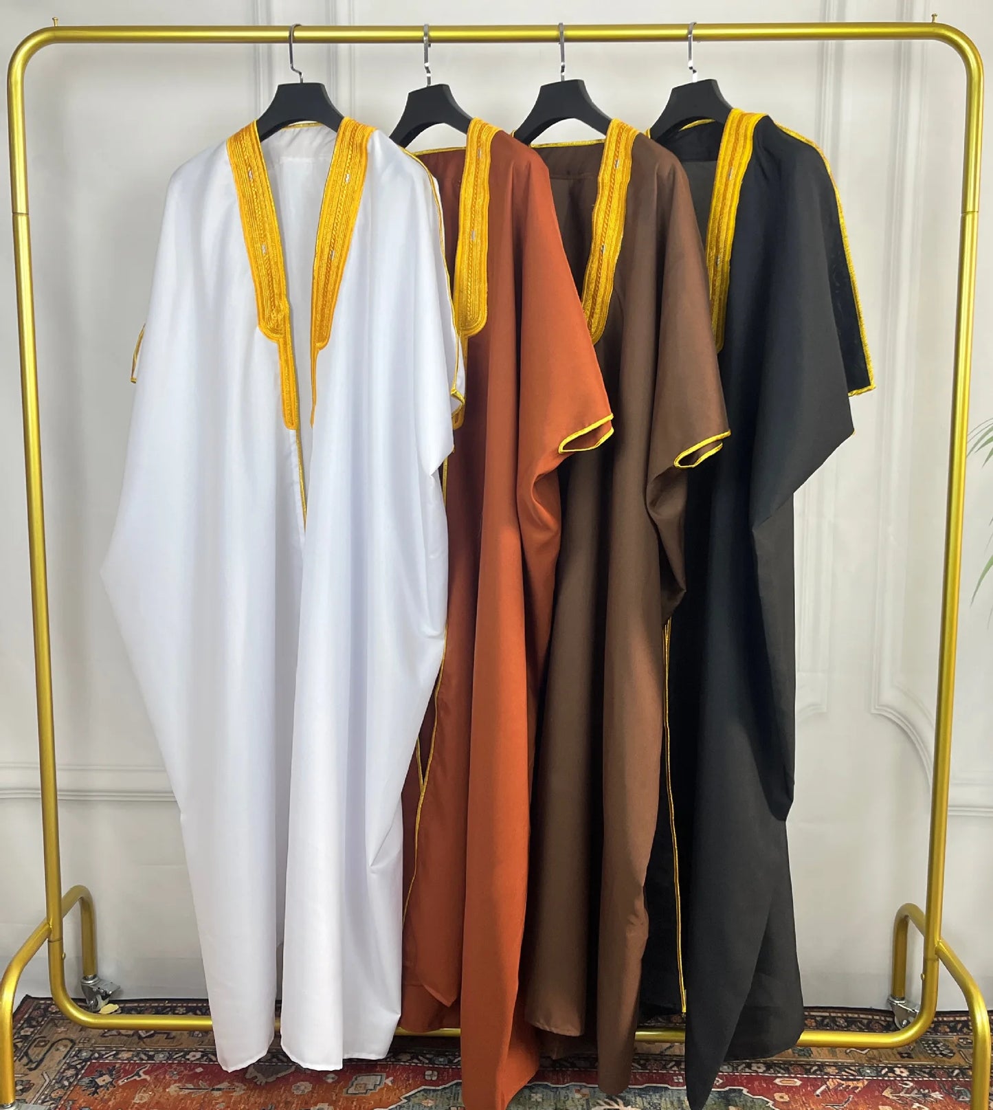 Moyen-Orient Hommes Ouvert Abayas Musulman Robe Kimono Dishdasha Vêtements Islamiques Dubaï Arabie Saoudite Caftan Brodé Robe Prière Thobe