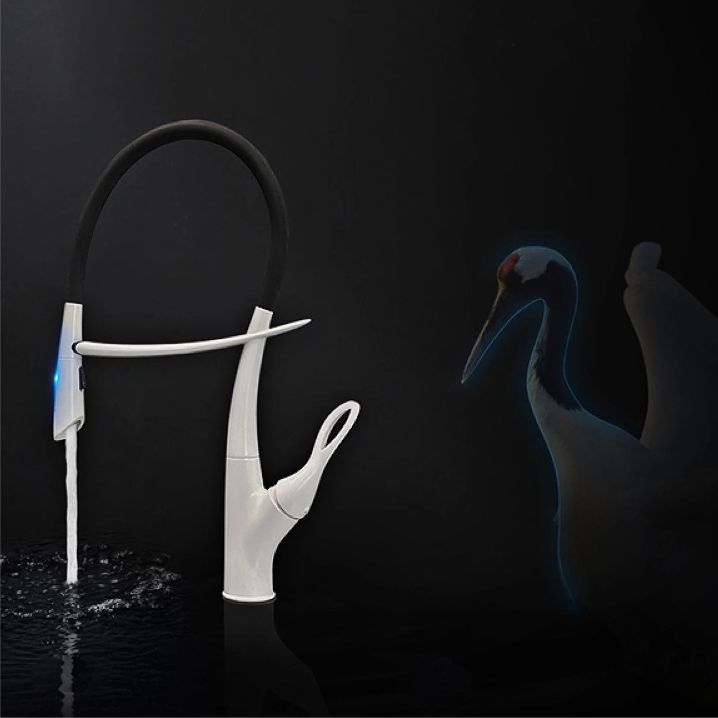 Luxury gun gray brass kitchen faucet with intelligent touch design Single handle hot and cold water magnetic suction sink faucet
