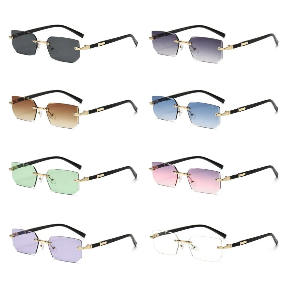 Randlose Sonnenbrille Rechteckig, Unisex Frameless Eyewear Designer Fashion Vintage Square Shade Y2k Sonnenbrille