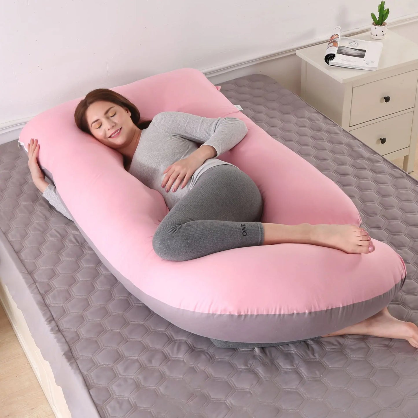 60-inch Full Body Pillow, Maternity Pillow, Maternity Full Body PillowwithPillowcase,Full Body Pillow with Back, Leg.(135X75X60）