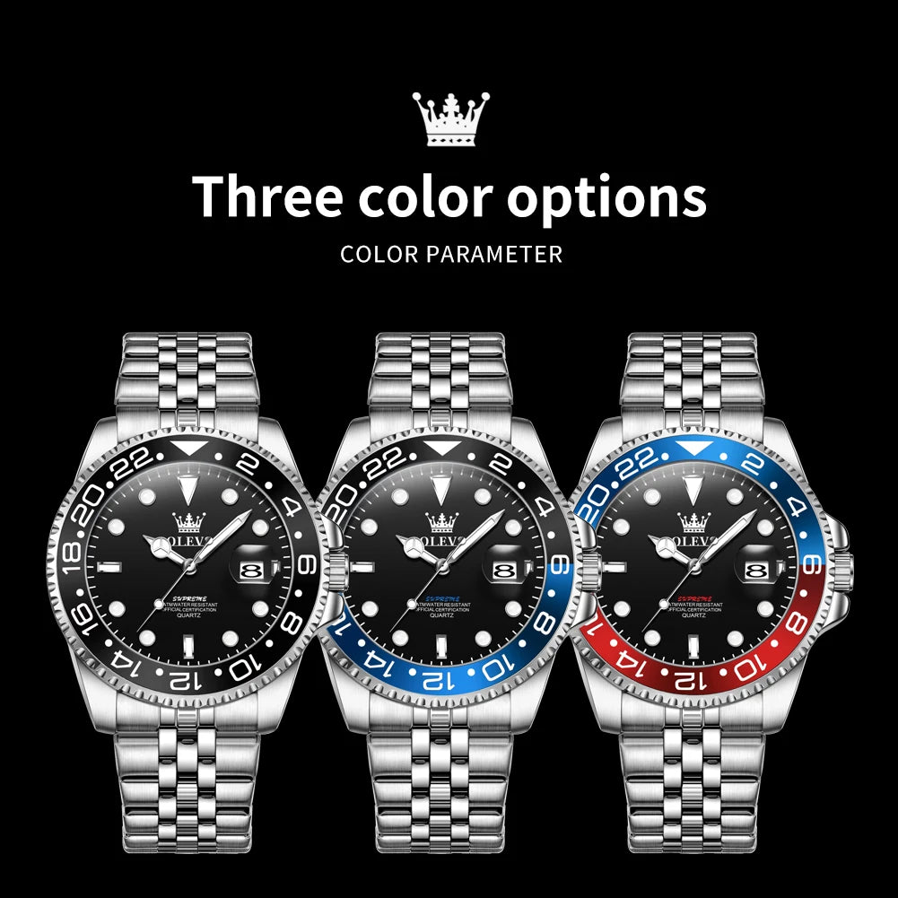 OLEVS 5657 Montre Homme Originale Acier Inoxydable Date Quartz Étanche Lumineuse Montres de Sport Pour Homme Cadeaux Boîte Reloj