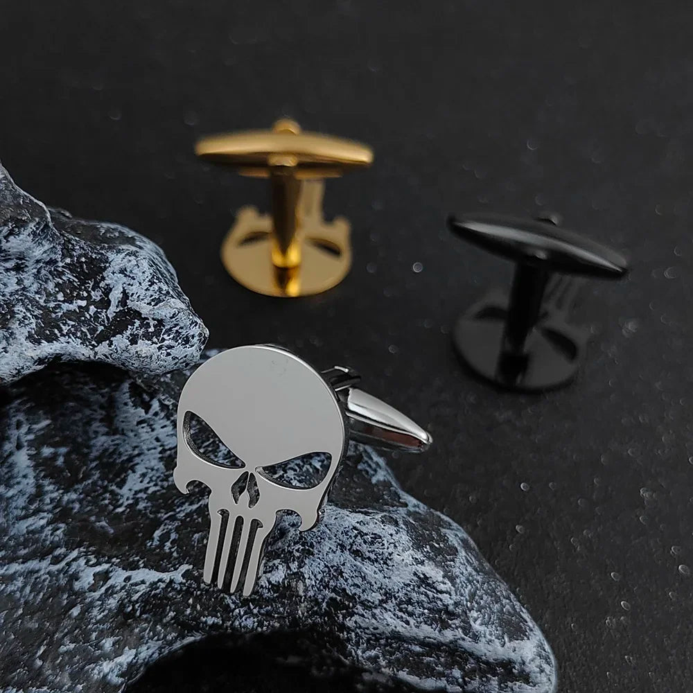 Manschettenknöpfe aus Edelstahl mit Totenkopf Vintage Personalisiertes Design Schmuck Skelett Manschettenknöpfe Party Hemd Ärmelknöpfe