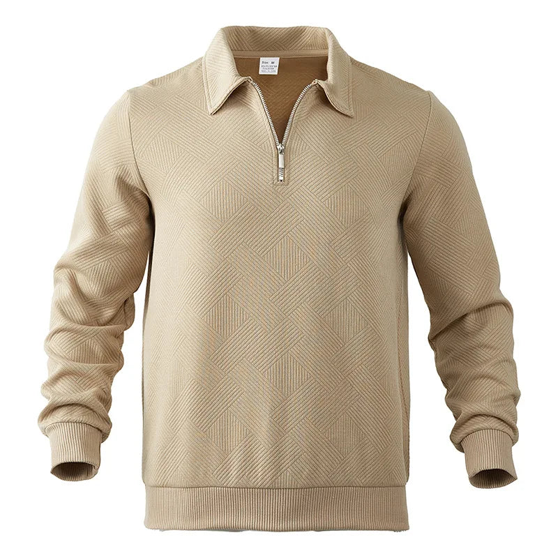 24 grenzüberschreitendes beliebtes Herbst-Langarm-Revers-Reißverschluss-Herren-Freizeit-Poloshirt
