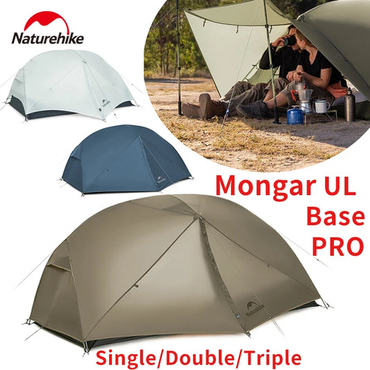 Naturehike Mongar UL BASE PRO 123 People Tent Trekking Backpacking Shelter Tent 20D Nylon Waterproof Ultralight Outdoor Camping
