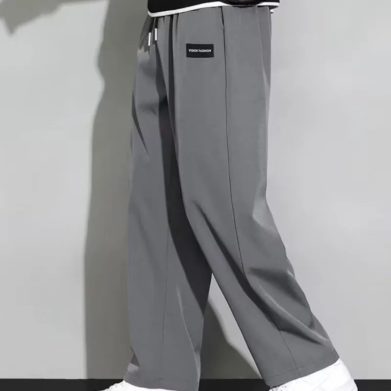 Pantalon de jogging ample et droit pour homme, fin et à séchage rapide, pour l'été, sport et décontracté, mode masculine 2024