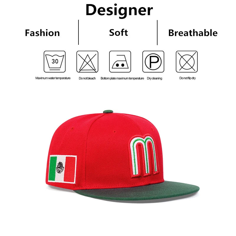 Unisex M Buchstaben Seiten Brasilianische Flagge Stickerei Hip-Hop Hüte Frühling Herbst Outdoor Verstellbare Freizeit Baseball Caps Sonnenhut