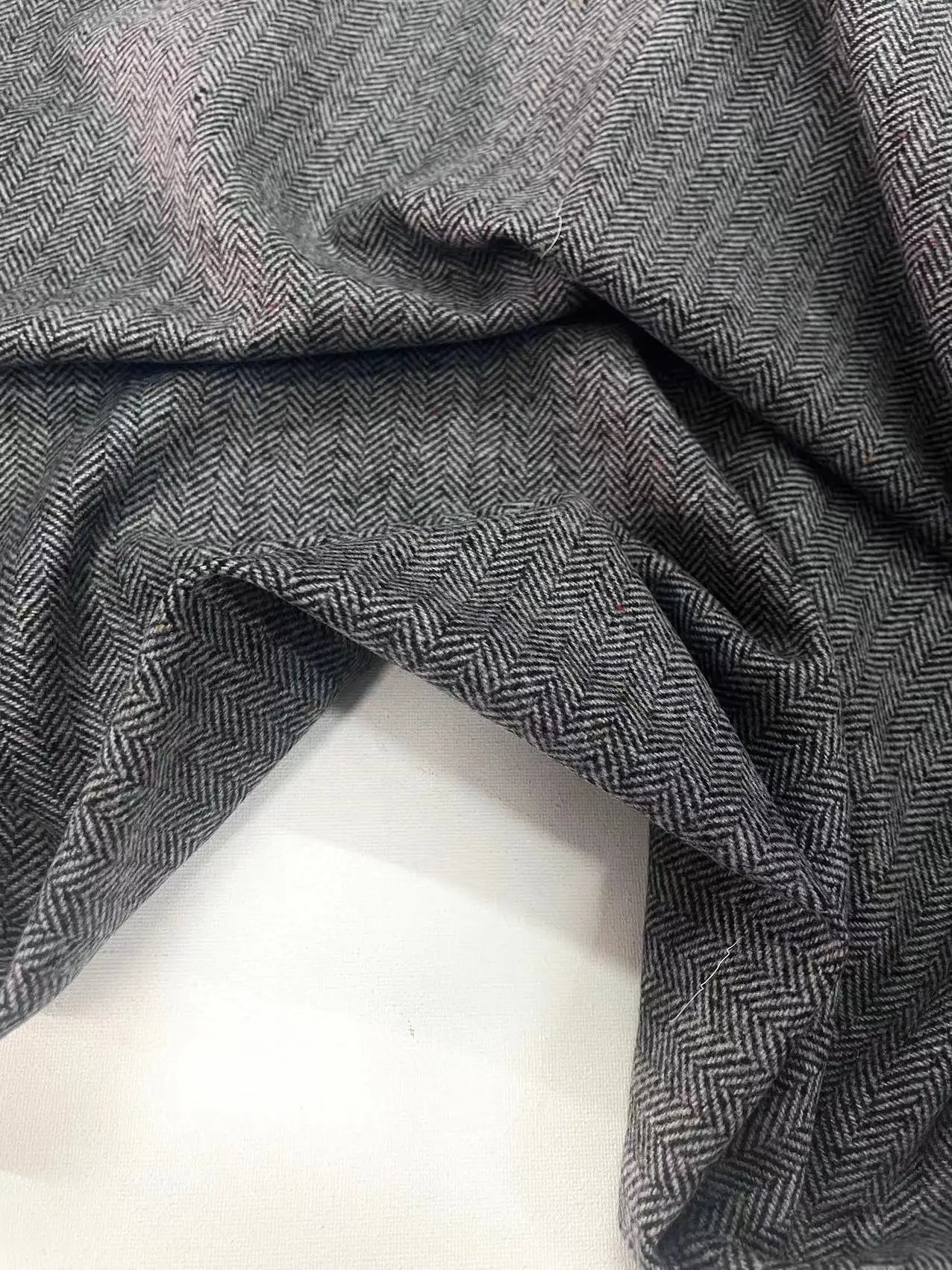 Silber Schwarz Fischgrät-Wollstoff Britischer Stil Herbst Winter Tweed Mäntel Hosen Schneidern Nähen DIY Material Großhandel