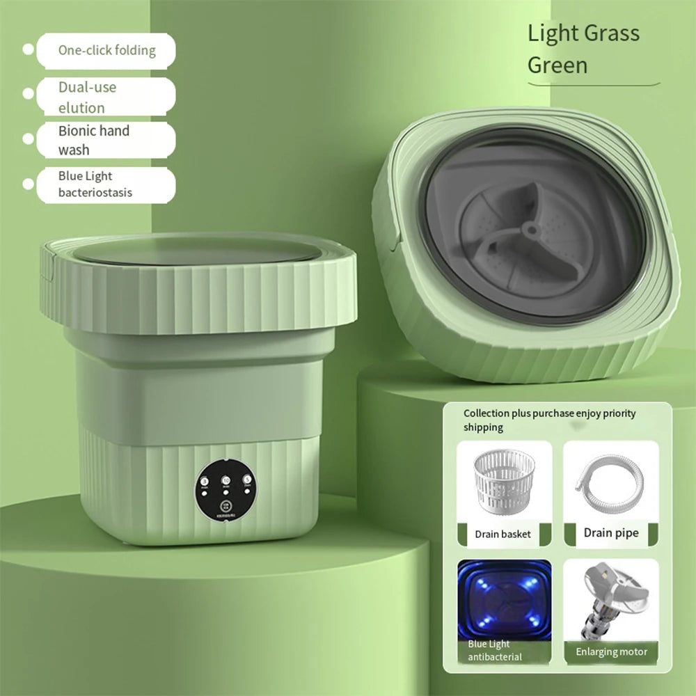 6L 11L Faltbare tragbare Waschmaschine mit Schleudertrockner für Kleidung, Reisen, Zuhause, Ultraschall-Unterwäsche, Socken, Mini-Waschmaschine 110V 220V