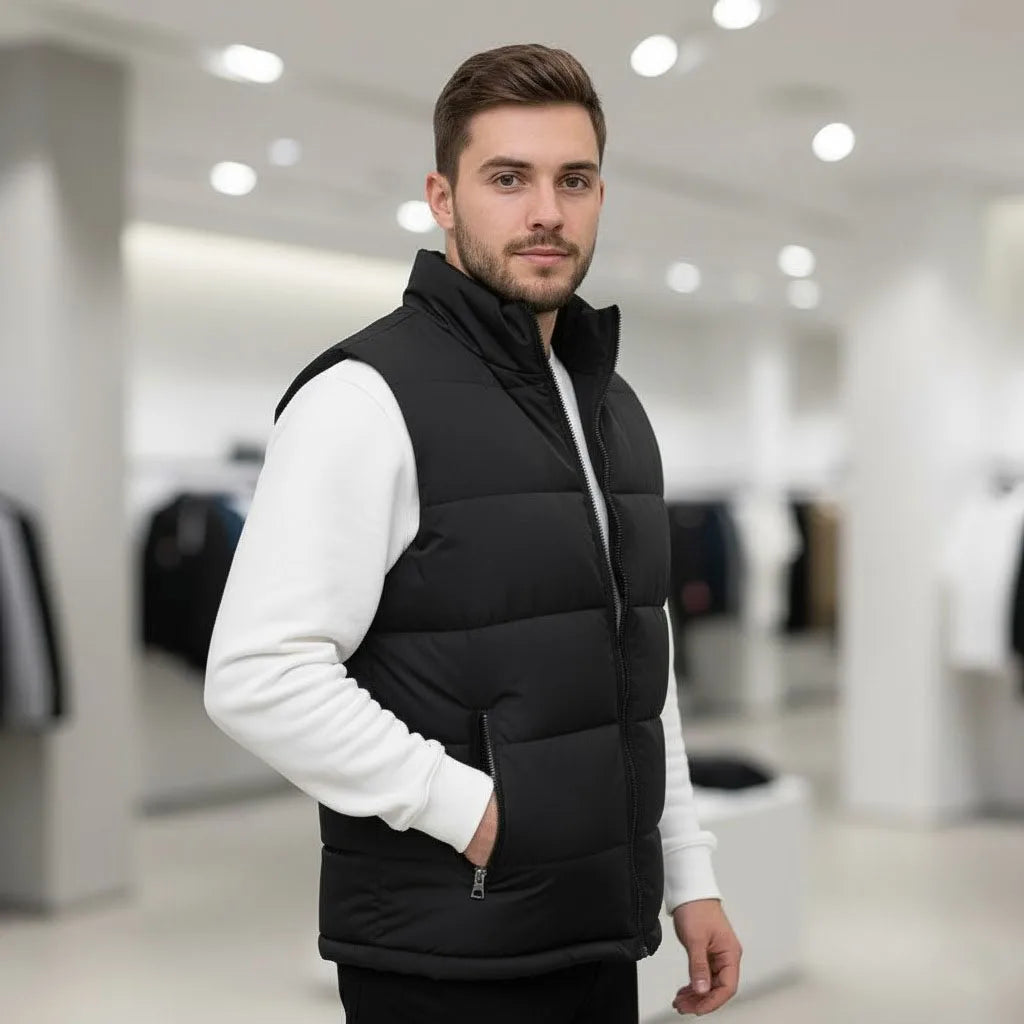Herren Weste Jacke Slim Fit Stehkragen Ärmellose Pufferjacken Frühling Herbst Lässige Weste Herren Warmer Mantel 2026 Trends