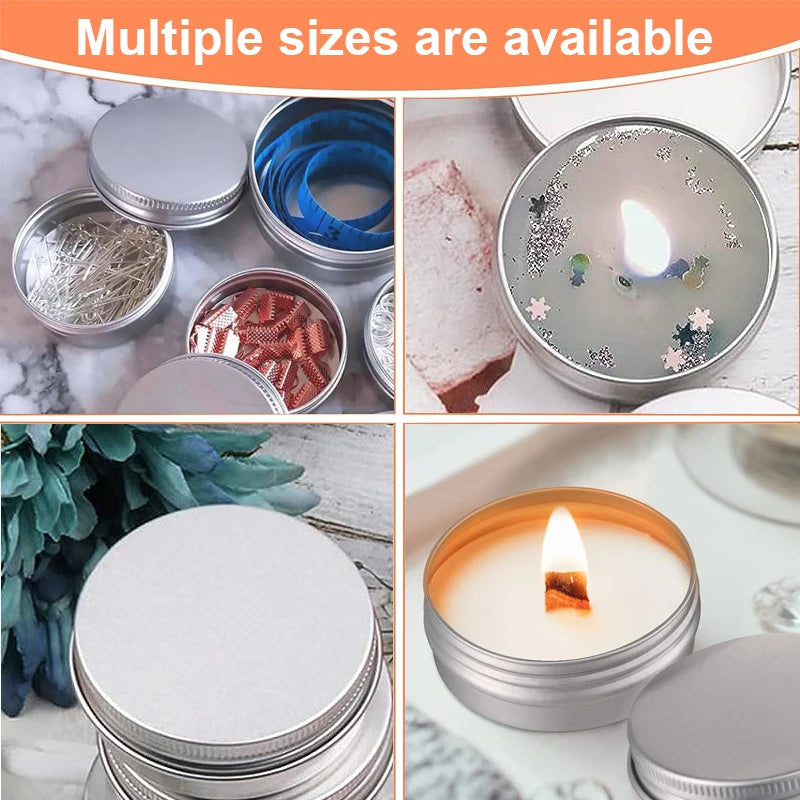 5 ml 10 ml 15 ml 30 ml 50 ml 80 ml round aluminum box tin can screw lid storage scented candle lip balm oil empty jar 10 pcs