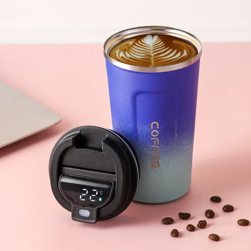 Tasse à café Thermos 380/510 ml en acier inoxydable avec affichage de la température, bouteille d'eau isolée, flasque sous vide.