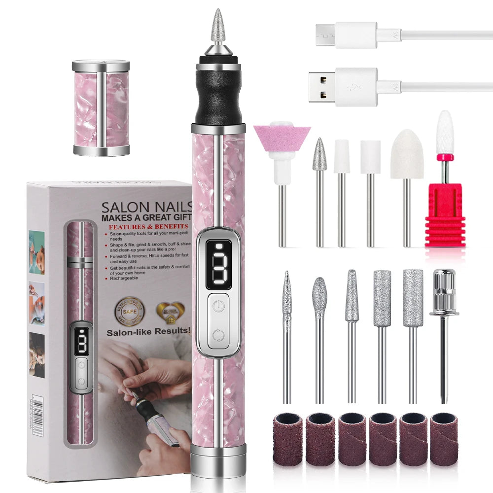 YIKOOLIN Tragbares elektrisches Nagelbohrerset, 4 Geschwindigkeiten, professionelles Maniküre-Pediküre-Set für Nagelsalons, Peeling und Polieren