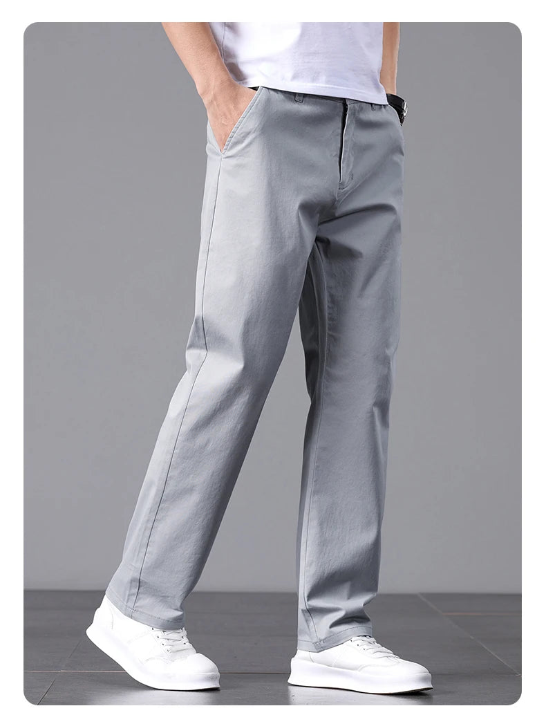 2025 Stretch Herrenhose Straight Fit Baumwolle Golfhose Herren Frühling Sommer Anzughose Büro Arbeit Freizeit Schwarz Marineblau Khaki