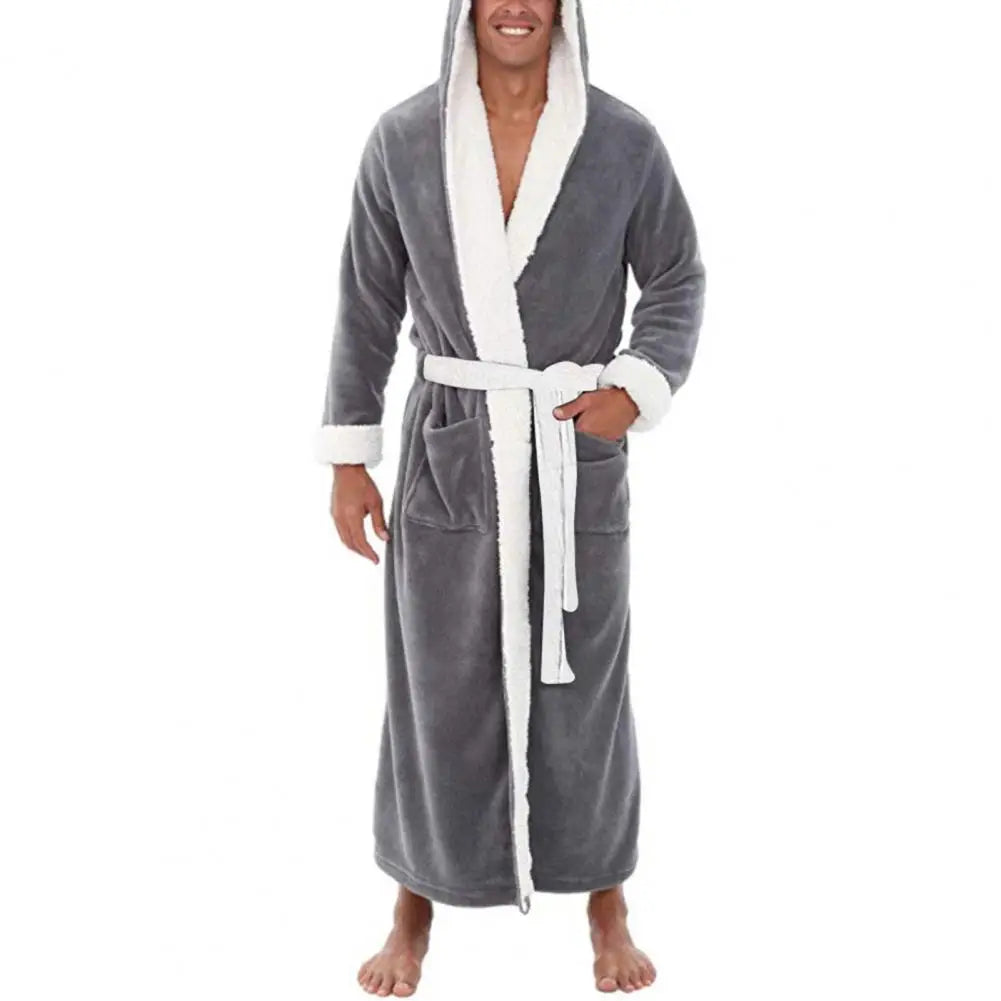 Herren Bademantel Nachtwäsche Korallenfleece Herbst Erwachsenen Bademantel V-Ausschnitt Robe Schlafanzug Herren Und Damen Langarm Nachthemd Männlicher Bademantel