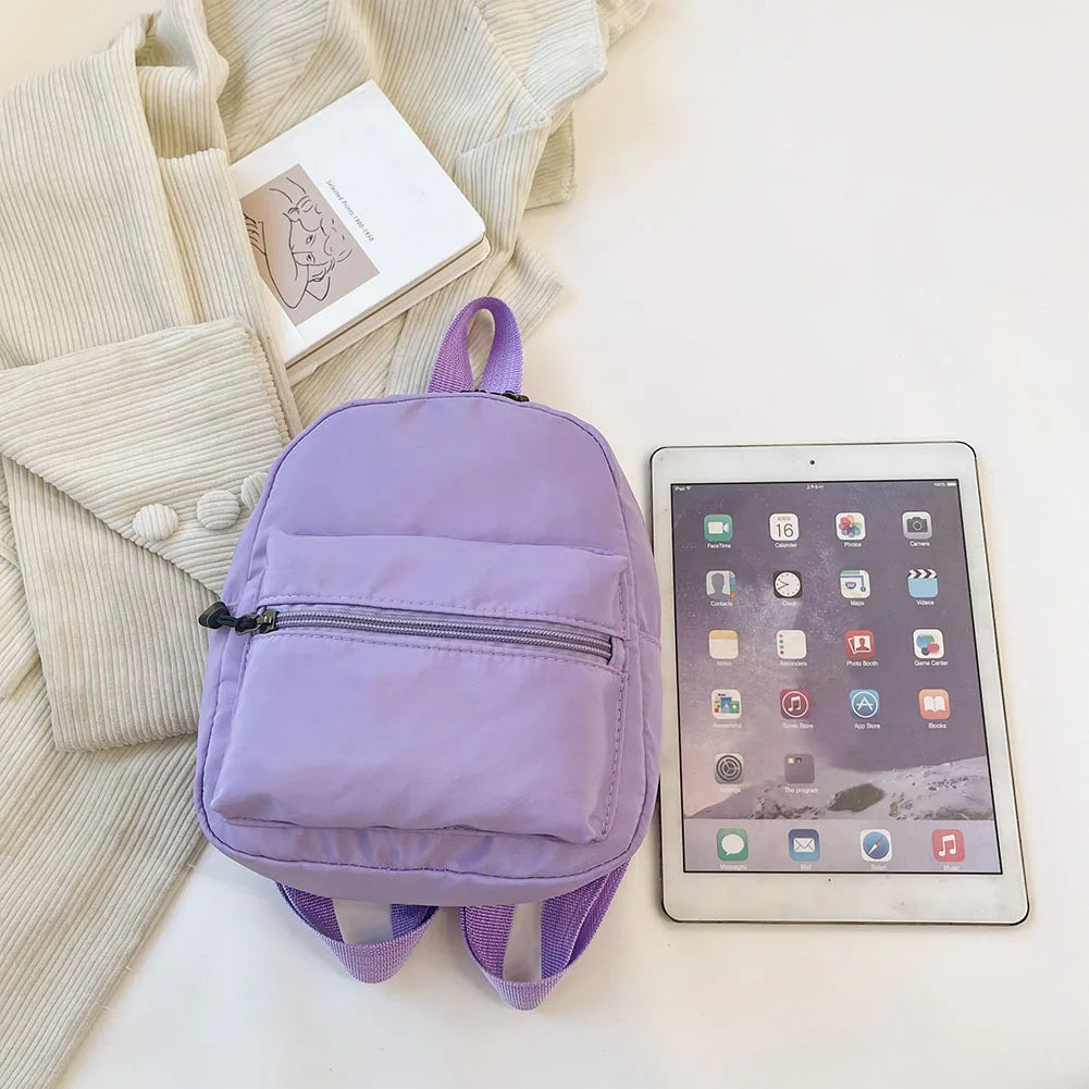 Fashion Uni-Farbe Rucksack Damen Nylon Ranzen Preppy Stil Mini-Rucksäcke
